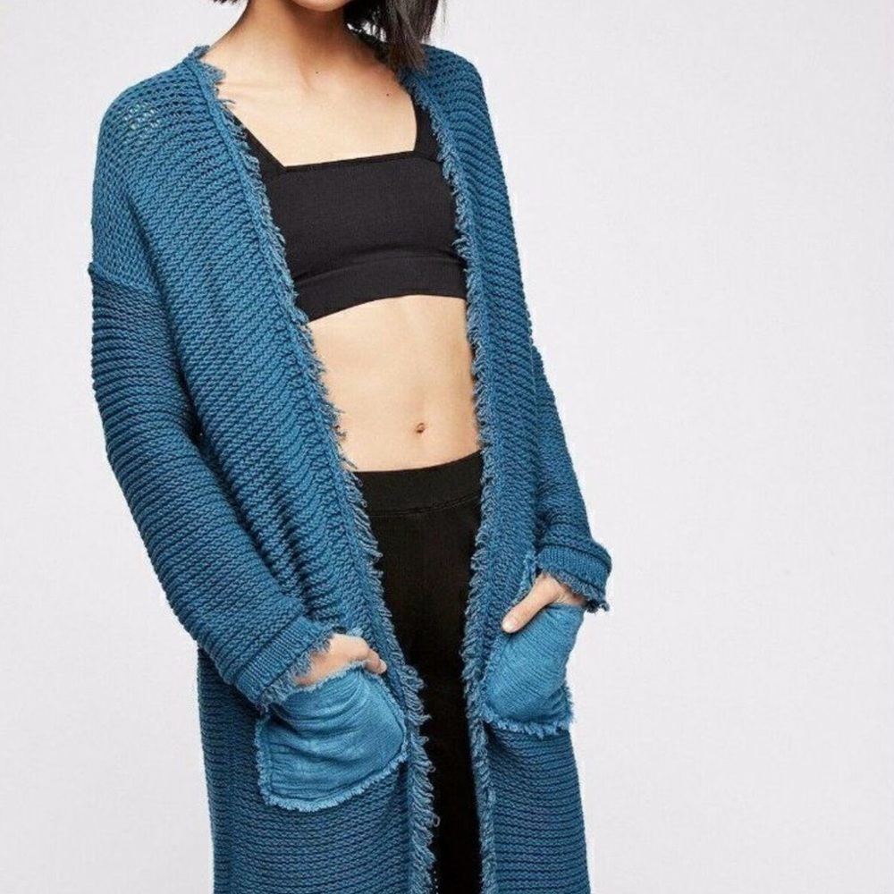 Free People Wouldn’t it be nice cardigan Woodstock in dusty blue